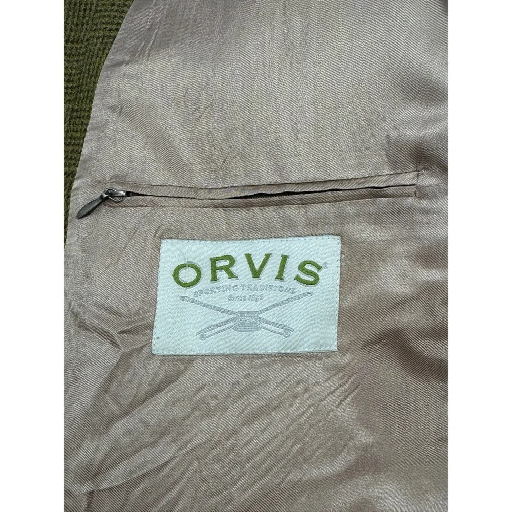 Vintage Orvis Wool Tweed Blazer Jacket Men's Size 48R Olive Green L9